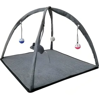 Hračka pro kočku Zooted Hrací a cinkající podložka pro kočky, šedá