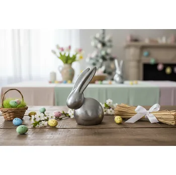 Velikonoční dekorace Velikonoční figurka DARIA stříbrný zajíček 10x6,5x13 cm 764240