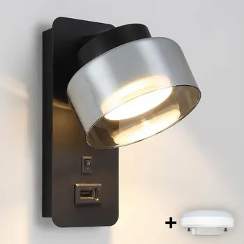 Nástěnné svítidlo Brilagi - LED Nástěnná lampa s USB portem AURA LUX 1xGX53/30W/230V černá/kouřová