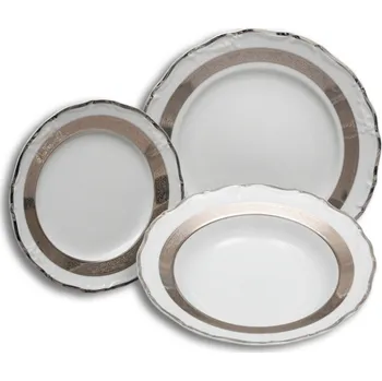 Talíř Sada talířů, karlovarský porcelán Thun, Marie Louise, platina, 18 dílná