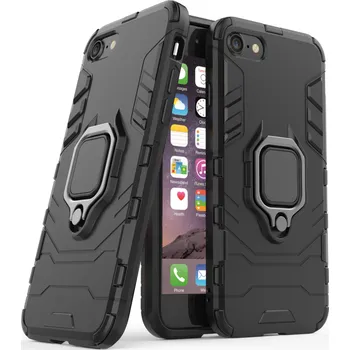 Pouzdro na mobilní telefon Hurtel Ring Armor Case Kickstand Tough Rugged Cover pro iPhone SE 2022 / SE 2020 / iPhone 8 / iPhone 7 černý