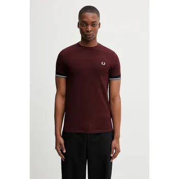 Pánské oblečení Bavlněné tričko Fred Perry, M, burgundské, 83X