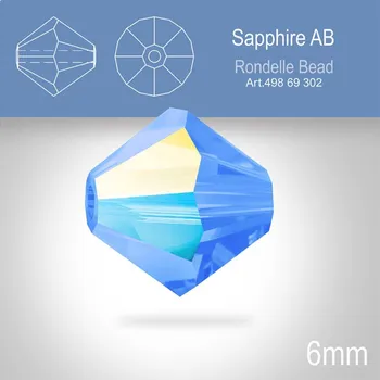 PRECIOSA Bicone MC BEAD (sluníčko) velikost 6mm. Barva SAPPHIRE Aurore Boreale. Balení 18ks .