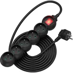 AlzaPower Arc prodlužovací přívod 230V 5 zásuvek vypínač 5m černý