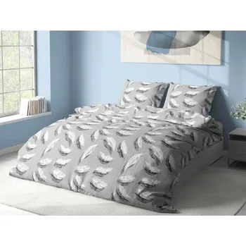 Povlečení Bavlněné povlečení na dvě lůžka Peříčka šedé