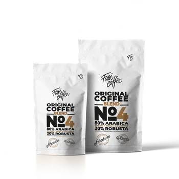 Káva Fixi Coffee No. 4 směs výběrové kávy Brazílie, Peru, Kolumbie zrnková / sáček Doypack / 500 g