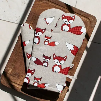 Chňapka Wooline Chňapka do kuchyně lněná, Lišky