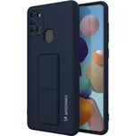 Wozinsky Kickstand Case flexibilní silikonový kryt se stojánkem Samsung Galaxy A21S tmavě modrý