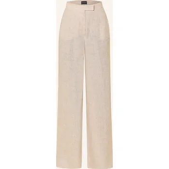 Dámské kalhoty Emporio Armani Dámské Lněné Kalhoty Marlene, béžová / černá, 36