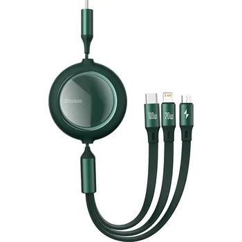 Datový kabel Baseus USB-C kabel 3v1 Bright Mirror na micro USB / USB-C / Lightning, 100 W, 1,2 m (zelený)
