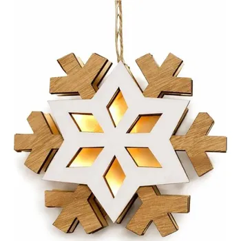 Velikonoční dekorace DECOLED LED svítící dřevěná vločka 20 cm, teplá bílá, na baterie AAA, do interiéru