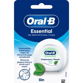 Zubní nit Oral-B Essential Floss Mint voskovaná dentální nit s mátovou příchutí 50 m