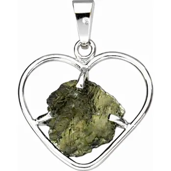 Přívěsek Stříbrný přívěsek s vltavínem srdce 37 0385