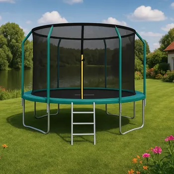 Trampolína Prémiová zahradní trampolína pro děti s vnitřní sítí 13 stop - Ø 404 cm