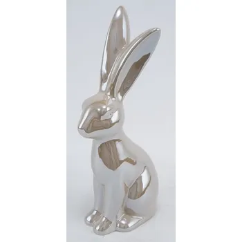 Velikonoční dekorace Velikonoční dekorace keramický zajíc Shiny krémová/lesklá, 17x10,5x37 cm