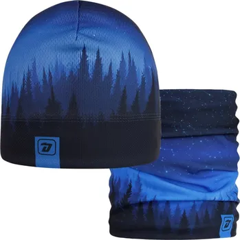 Čepice Set funkční čepice a nákrčníku Bruno - vzor 006 - tmavě modrá - les S 50 - 52