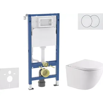 WC sada Geberit Duofix - Set předstěnové instalace, klozetu Oudee a sedátka softclose, tlačítko Delta, bílá SANI11CA31102