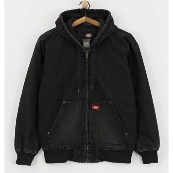 Dickies Hilham Lined Denim Hooded Bomber (black wash faded) XL, černá