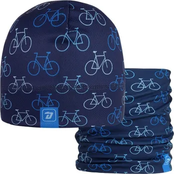 Čepice Set funkční čepice a nákrčníku Bruno - vzor 011 - tmavě modrá - cyklo L 54 - 56