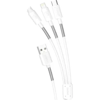 Telefonní příslušenství Dudao 3v1 USB kabel - Lightning / USB typu C / micro USB 1,2 m 4A bílý (L8s bílý)