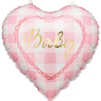 PartyDeco Balonek fóliový Baby růžový, 45 cm