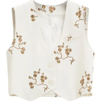 Dámský svetr IMPERIAL Floral White vesta M Bílá