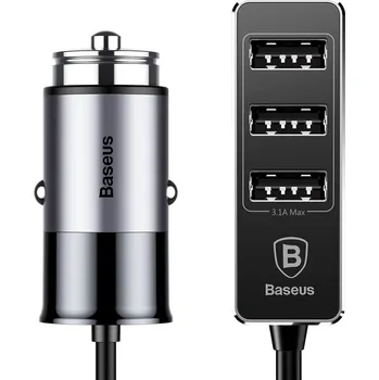Pouzdro na mobilní telefon Baseus Enjoy Together Autonabíječka s prodloužením 4x USB 5,5A šedá (CCTON-0G)