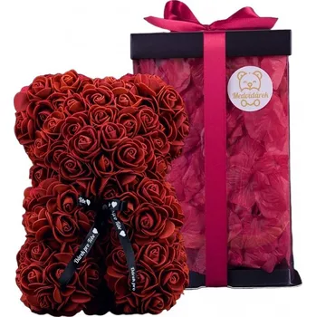 Hračka Medvídárek Romantic 25cm dárkově balený - rudý zasypaný tmavě červenými lístky