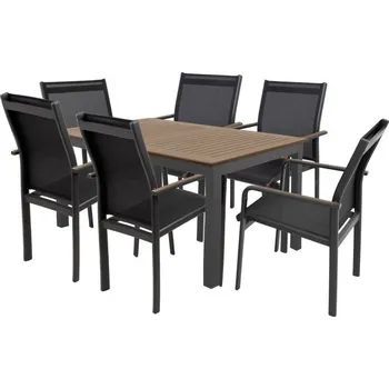 Zahradní sestava DOPPLER Sedací souprava EXPERTWOOD Plus, 6+1, hliníková, antracit