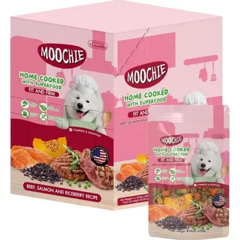 Krmivo pro psa MOOCHIE HOME COOKED Fit and Firm – hovězí maso, losos a rýže s bobulemi 12x255g pro psy