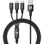 Wozinsky kabel 3w1 USB - USB Typ C/ micro USB/ Lightning 2,8A 1,25m černý