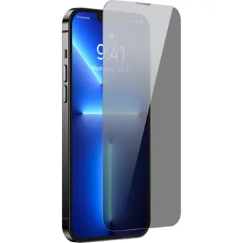 Pouzdro na mobilní telefon Baseus 2x tvrzené sklo pro iPhone 13 Pro Max Privacy Anti Spy (privatizace) s krytem na reproduktor + polohovač (SGBL061402) (case friendly)