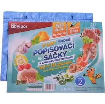 Sáček na potraviny VIPOR Sáček HDPE zamrazovací 25× 35cm, 50 ks, modrá