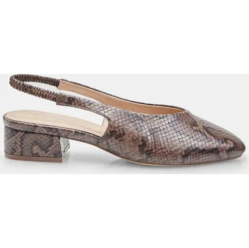 Dámské lodičky Baťa dámské lodičky s otevřenou patou a blokovým podpatkem 6214328 hnědá 41