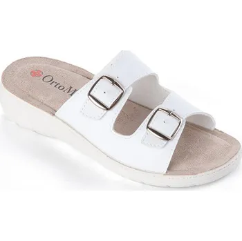 Dámské pantofle Dámské pantofle na klínku se 2 přezkami bílé vel. 41