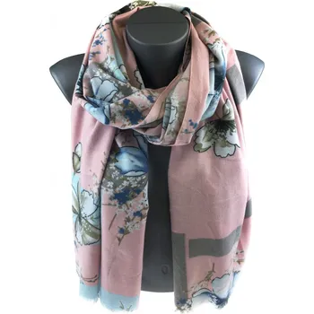 Šátek JORDAN přechodný dámský šátek SCARF AX-18 Barva: Béžový, Rozměry: 190 x 70 cm, Materiál: 50% Bavlna 50% Viskóza