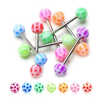 Piercing Šperky4U Piercing do jazyka, bílá/červená barva - PJ01122-WR