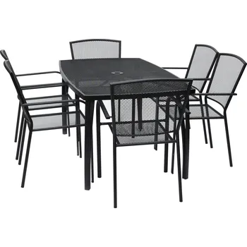 Zahradní sestava ROJAPLAST Set zahradního nábytku ZWMT-24 zahradní stůl 1 + 6 zahradních židlí ZWMC-19