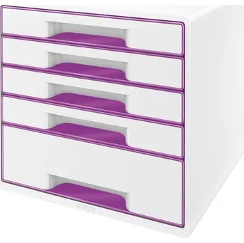 Zásuvkový kontejner LEITZ WOW CUBE, 5 zásuvek, bílo-purpurová