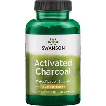 Doplněk stravy Swanson Activated Charcoal (Aktivní uhlí), 260 mg, 120 kapslí