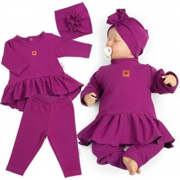 Dětská móda Baby Nellys Luxusní bavlněná sada 3D Nature purpurová Vel. 74