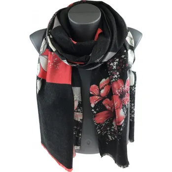 Šátek JORDAN přechodný dámský šátek SCARF AX-18 Vícebarevné Barva: ČERNÁ, Rozměry: 180cm X 70cm, Materiál: 50% Bavlna 50% Viskóza