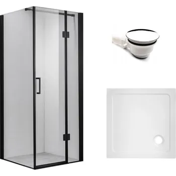 BPS-koupelny Čtvercový sprchový kout HYD-SK1390A 80x80 černá/transparent + vanička HYD-SSV-ST02A bílá