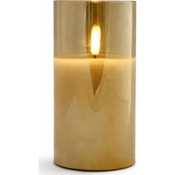 Svíčka DECOLED LED svíčka ve skle na baterie, Ø 7,5 × 15 cm, šedá, 2× AA, teple bílá