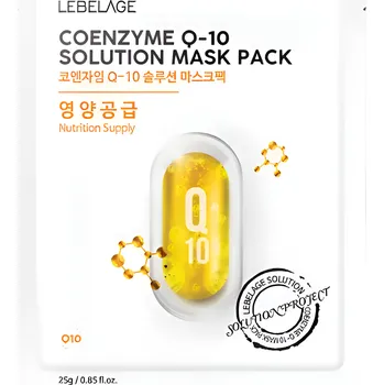 Pleťová maska Regenerační plátýnková maska s Koenzymem Q-10 - Lebelage Coenzyme Q-10 Solution mask pack