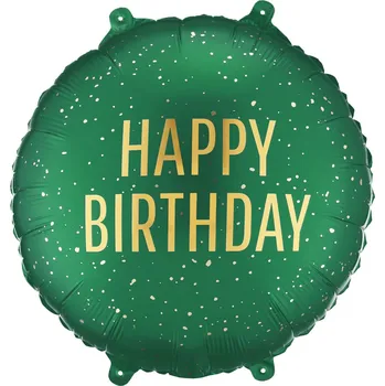 PartyDeco Balonek fóliový Happy Birthday zelený, 45 cm
