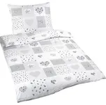 Bellatex Bavlněné - 140 × 200, 70 × 90 cm - šedé srdce patchwork