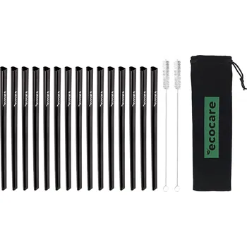 ECOCARE Ekologická kovová brčka Srdce Černá 15 ks