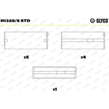 Kliková hřídel Hlavní ložiska klikového hřídele GLYCO H1328/5 STD