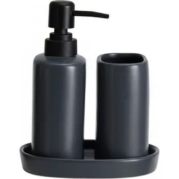Dávkovač mýdla Bathroom Solutions Ply, keramický dávkovač a kelímek, tmavě šedý